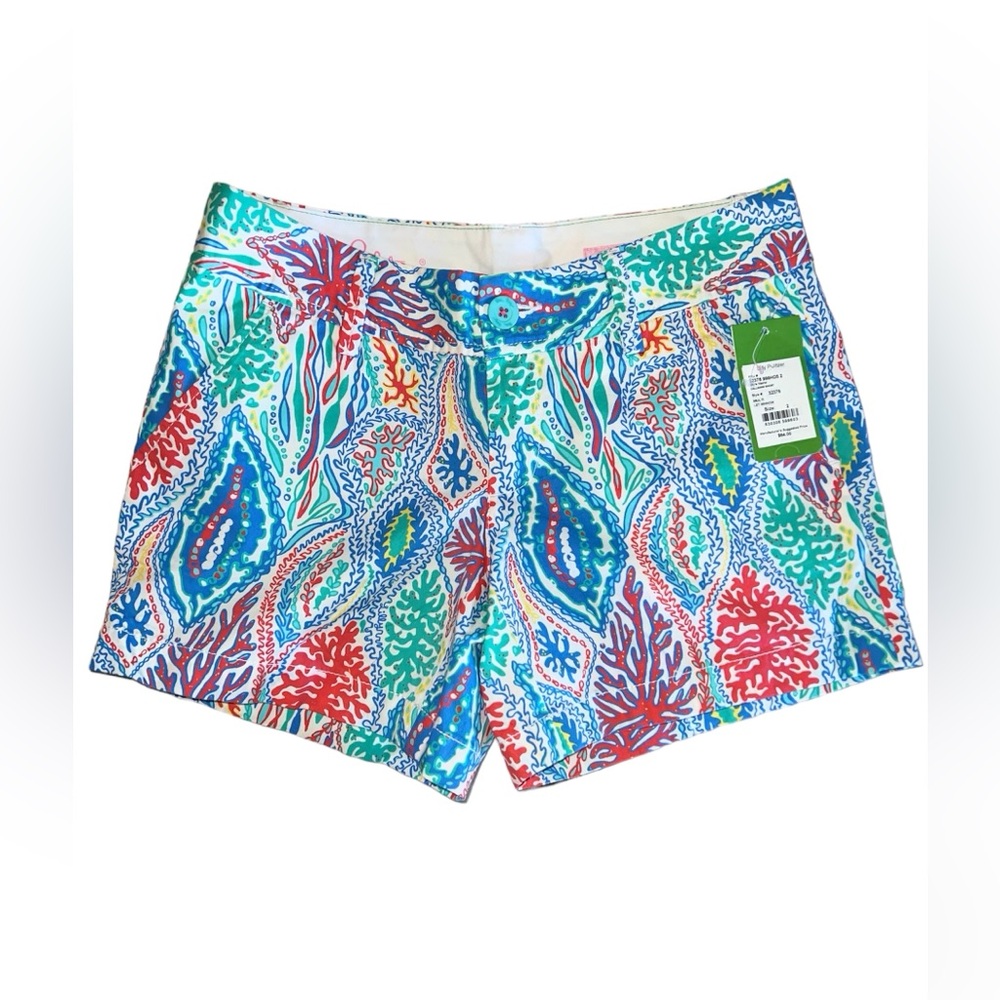 Lilly Pulitzer Callahan Let Minnow Sz.2 Chino Abstract Shorts NWT